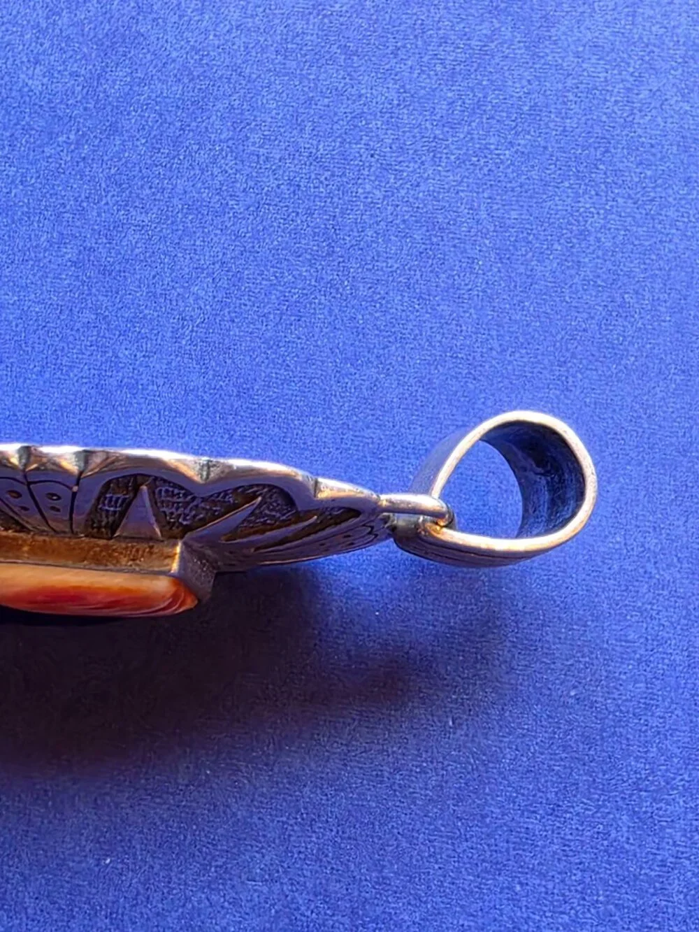 T. Singer Native American Sterling Silver and Spiny Oyster Pendant - Picture 5 of 5